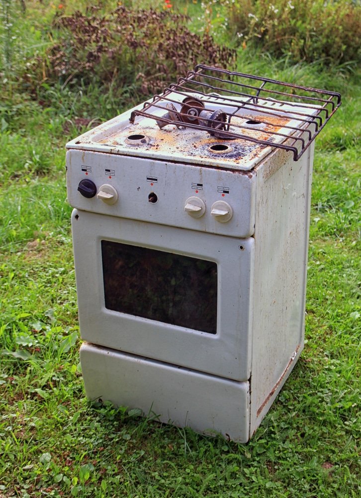 old, broken stove oven