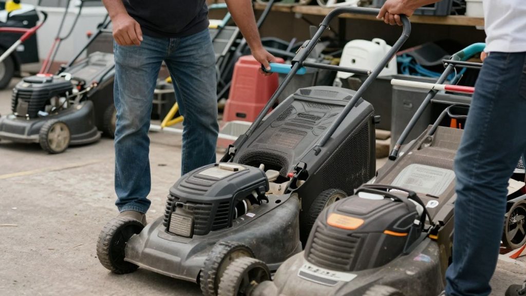lawn mower at a disposal site
