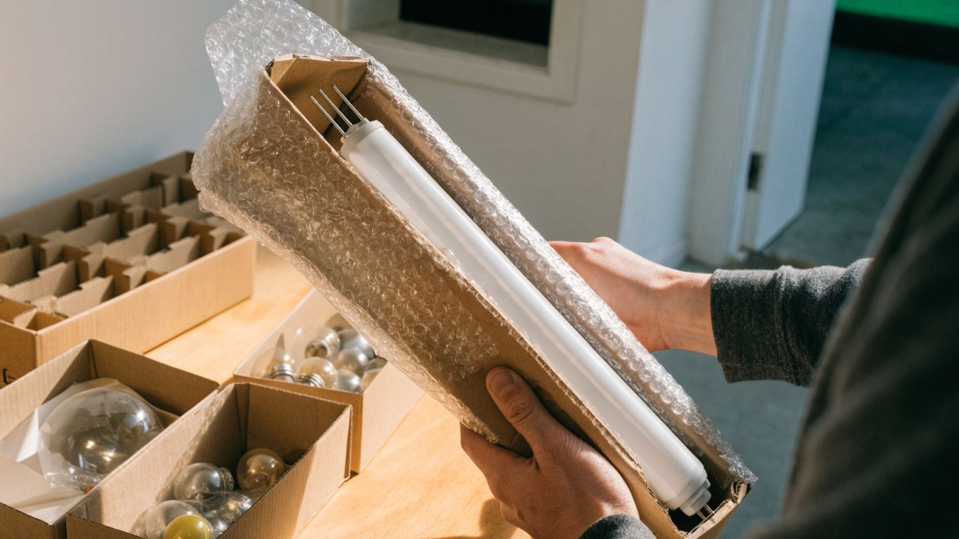 Carefully packed bulbs ready for a local drop-off